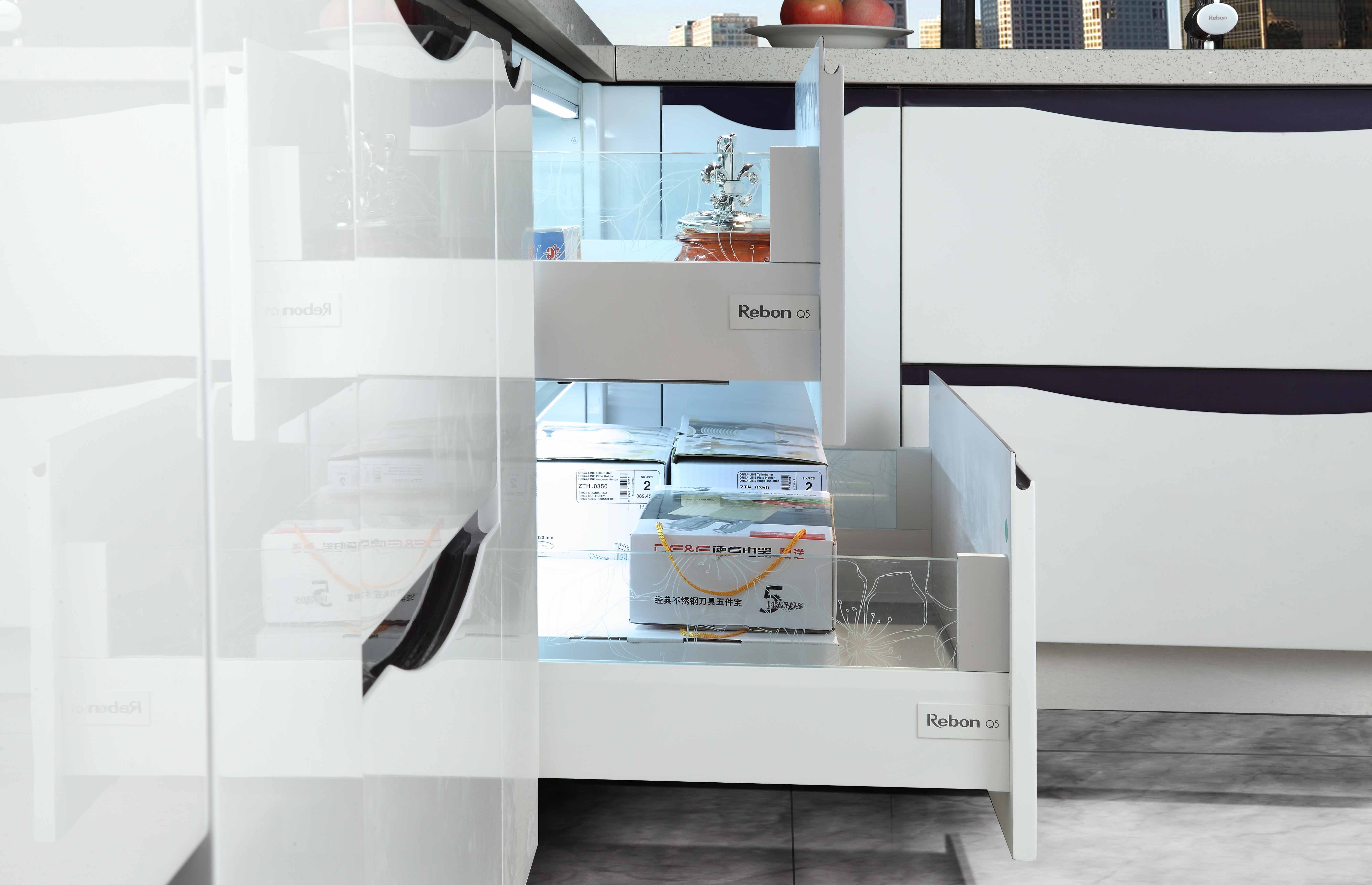 Base cabinet with 2 drawers lacquer kitchen cabinet