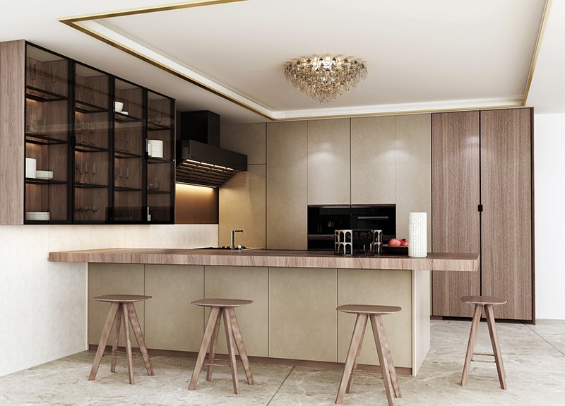 modern U shaped melamine kitchen cabinets